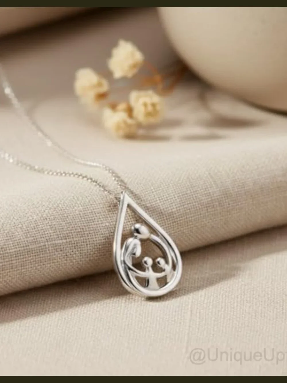 Sterling Silver Family Pendant Necklace 18